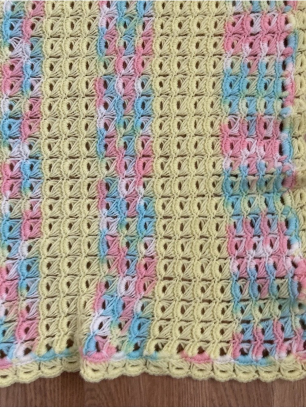 Handmade Baby Blanket Soft Crochet Openwork Pastel